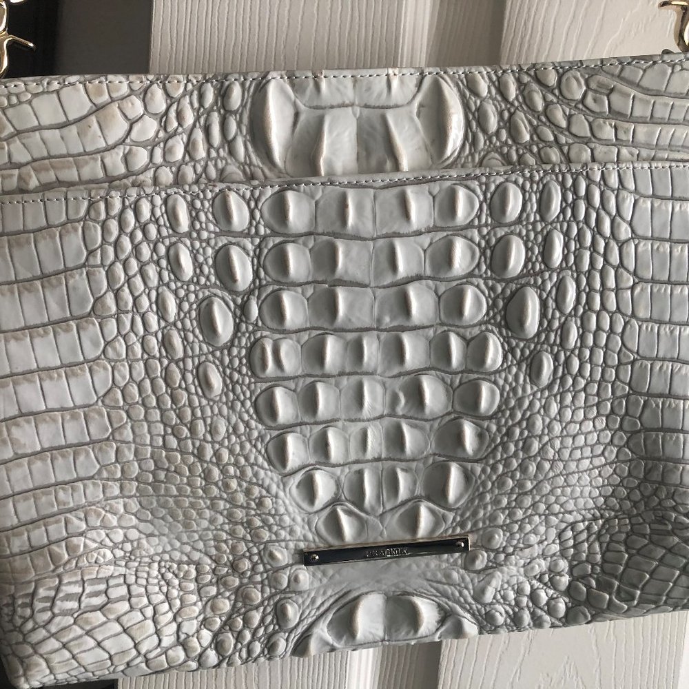 Brahmin White Crocodile Embossed Leather Crossbody